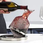 Rotating Crystal Decanter at a High Level