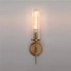 Elegant Wall Lamp with Ribbed Glass and Brass Accent