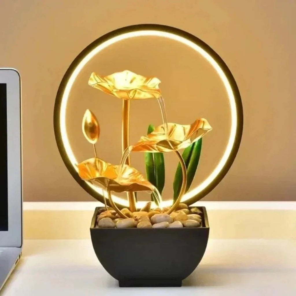 TranquiliGlow - Illuminated Lotus Water Fountain Table Decoration