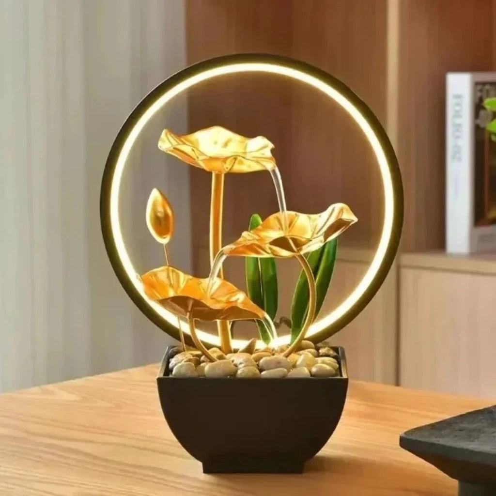 TranquiliGlow - Illuminated Lotus Water Fountain Table Decoration