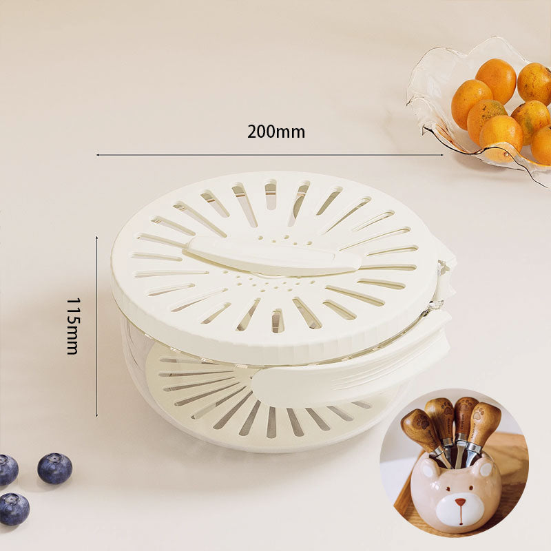 Foldable Quick-Drain Basket with Rotating Lid