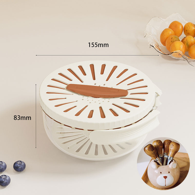 Foldable Quick-Drain Basket with Rotating Lid