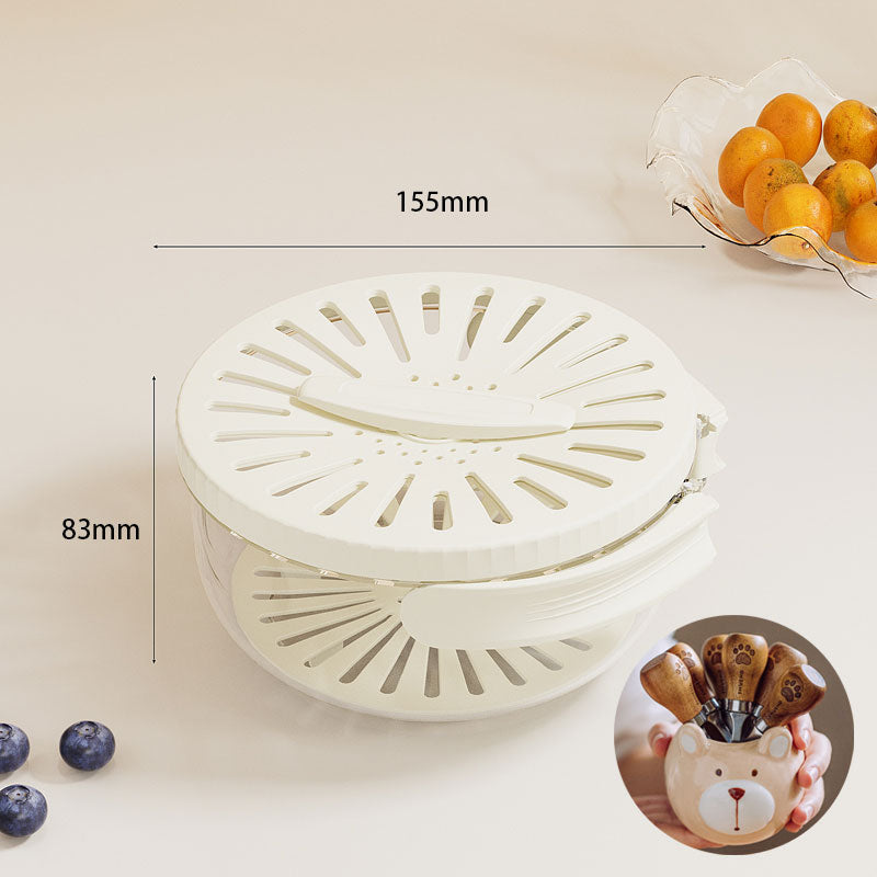 Foldable Quick-Drain Basket with Rotating Lid
