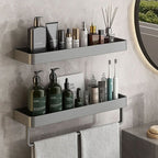 Contemporary, elegant bathroom shelves in gray