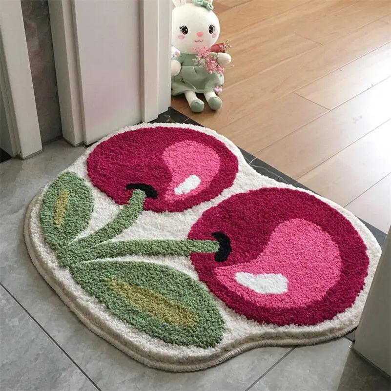 Cherry tufted bath mat