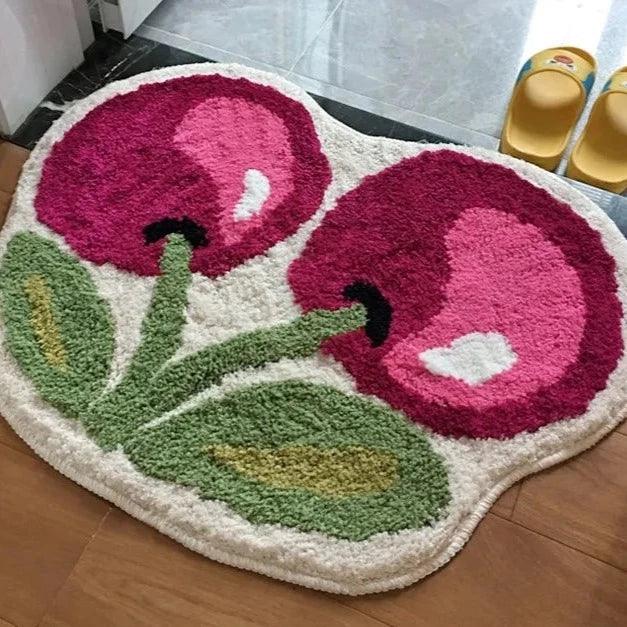 Cherry tufted bath mat