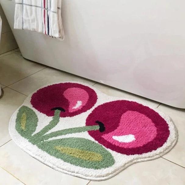Cherry tufted bath mat