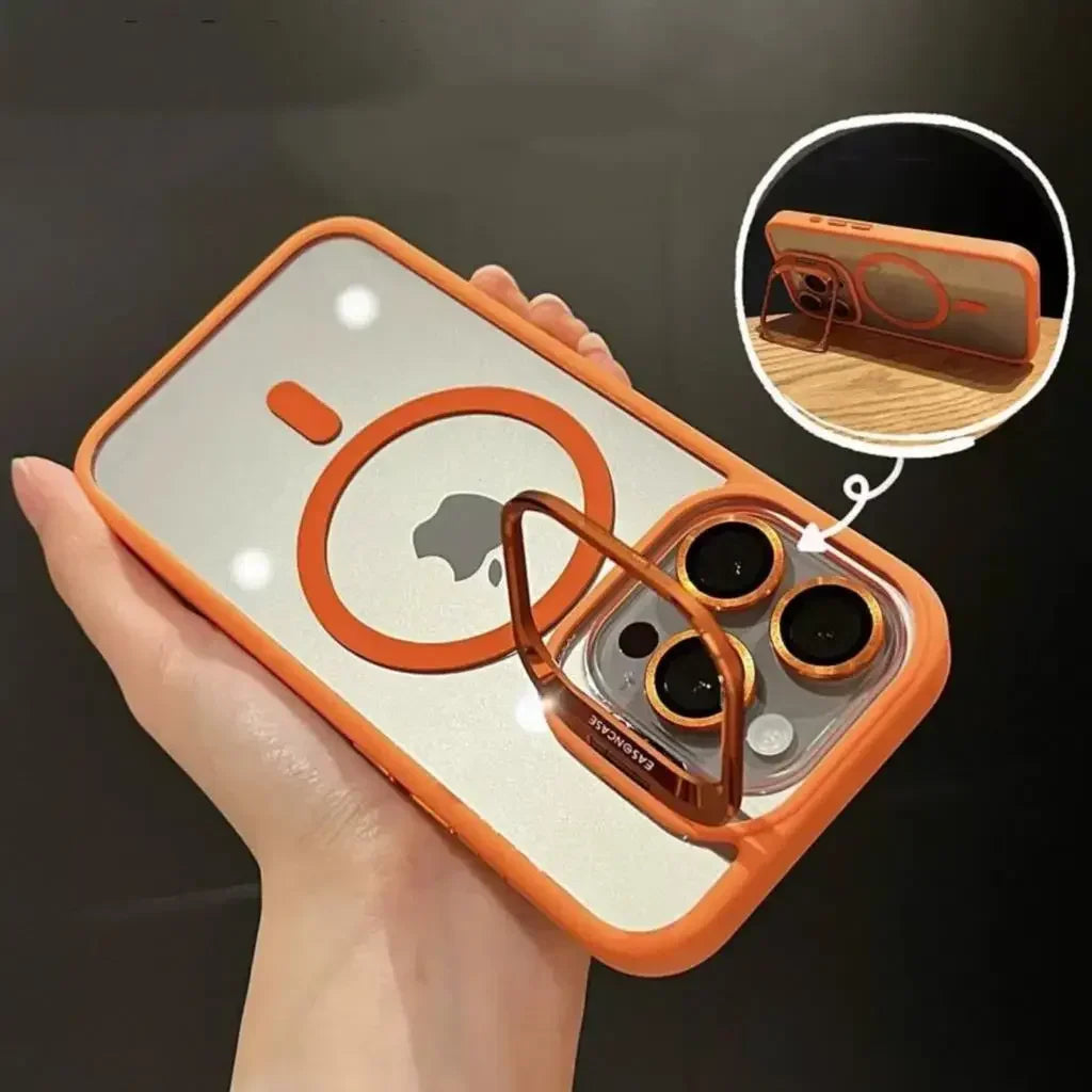 Shockproof Magnetic Phone Case with Glass Lens Guard & Stand – 1+1 FREE
