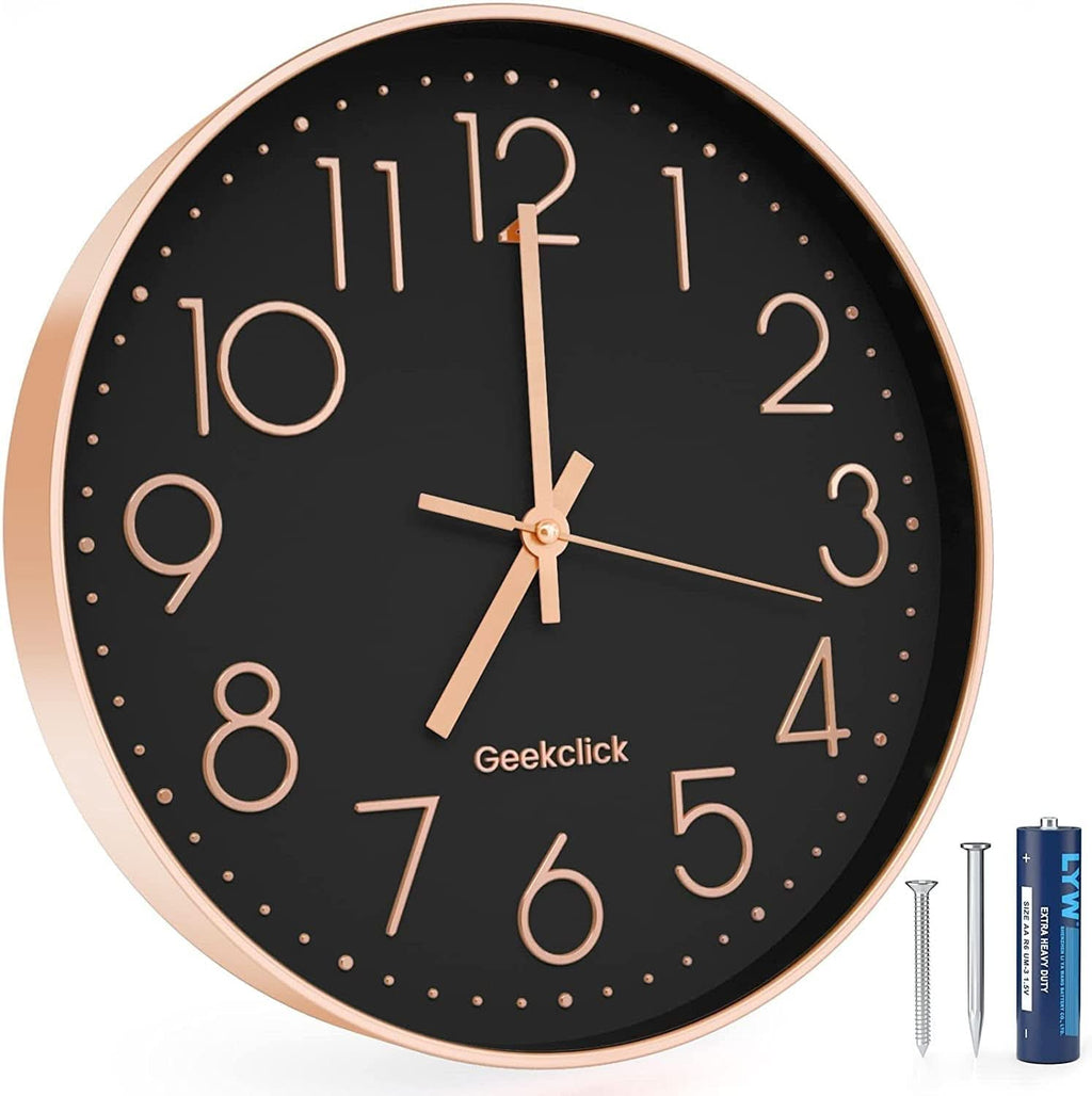 Silent Quartz Wall Clock with 3D Numbers