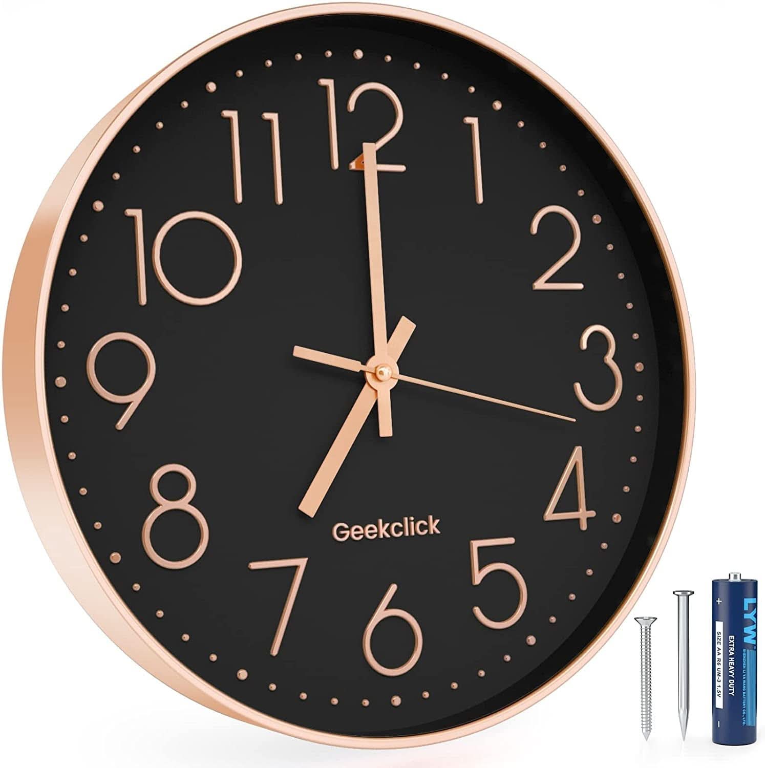 Silent Quartz Wall Clock with 3D Numbers