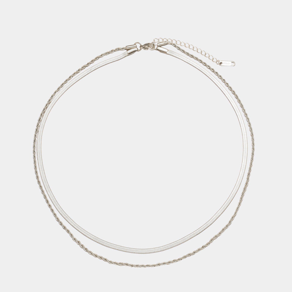 Women’s Layered Necklace | Gold Herringbone Choker & Rope Chain | Waterproof