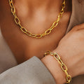 Simple Paperclip Necklace & Bracelet Set