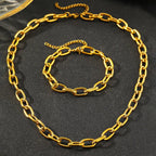 Simple Paperclip Necklace & Bracelet Set