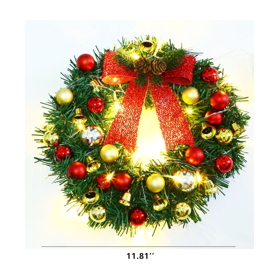 Christmas Wreath Branches Bells Christmas Lights String Decoration Lights