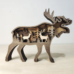 Holiday Gift Wooden Animal Carved Lamp Ornament