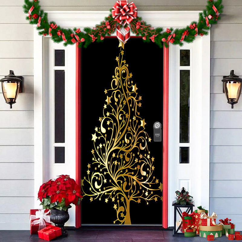 Christmas Door Decoration | Fabric Door Cover | Washable & Reusable
