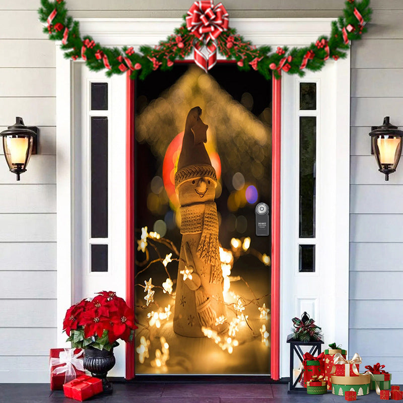 Christmas Door Decoration | Fabric Door Cover | Washable & Reusable