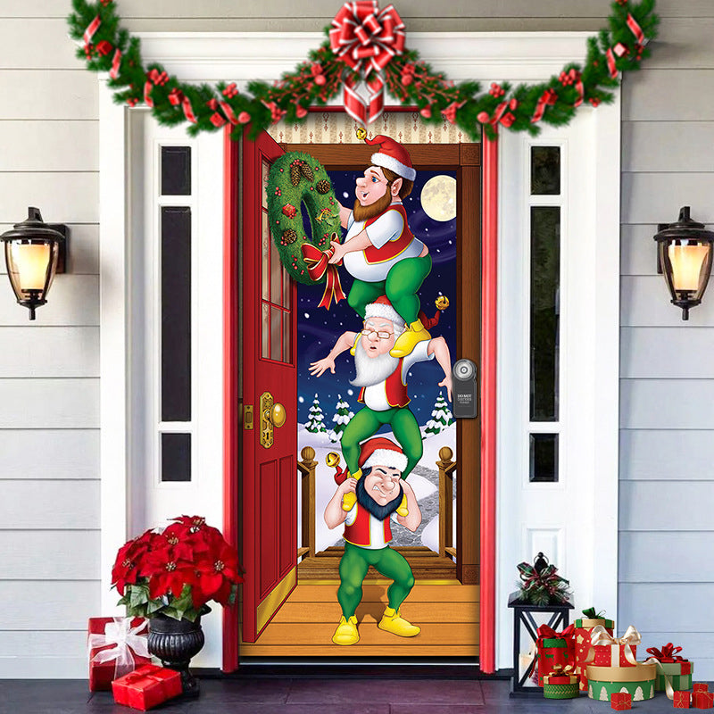 Christmas Door Decoration | Fabric Door Cover | Washable & Reusable