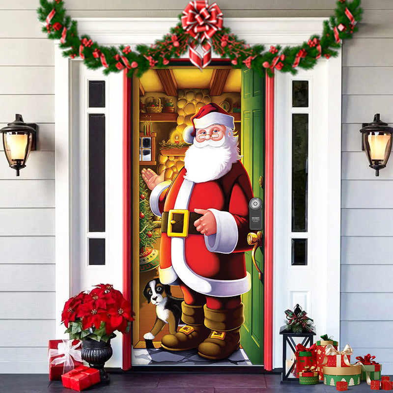 Christmas Door Decoration | Fabric Door Cover | Washable & Reusable