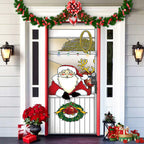 Christmas Door Cover | Fabric Front Door Decoration | Washable & Reusable | 91×203cm