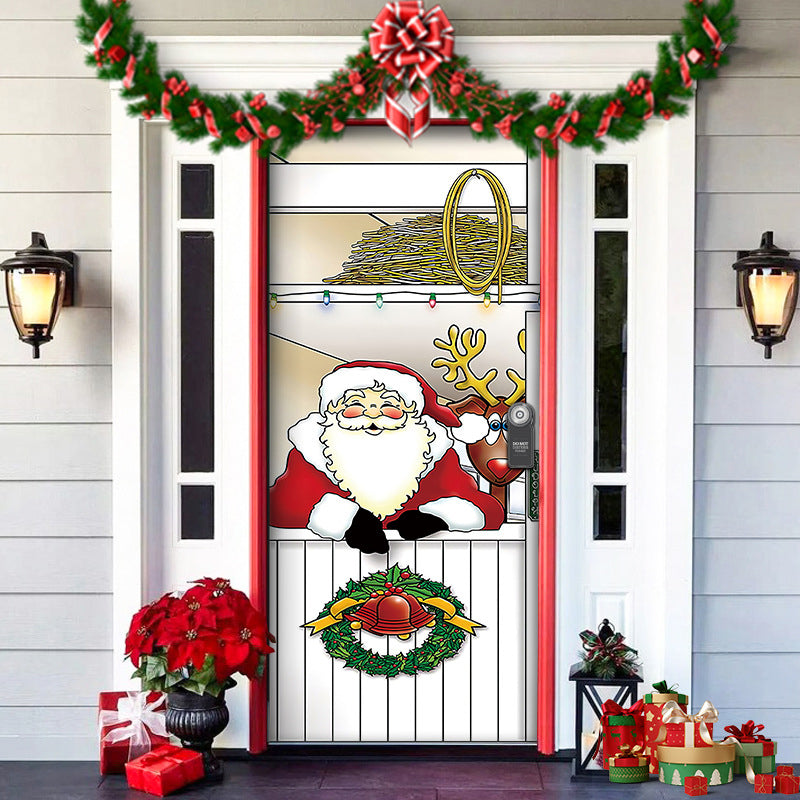 Christmas Door Decoration | Fabric Door Cover | Washable & Reusable