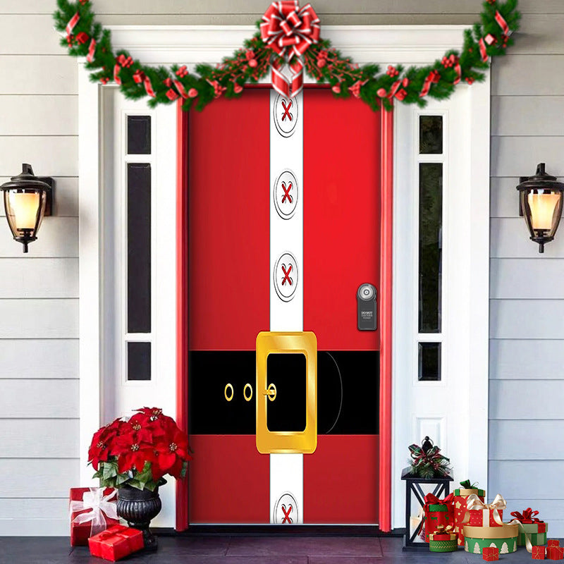 Christmas Door Decoration | Fabric Door Cover | Washable & Reusable