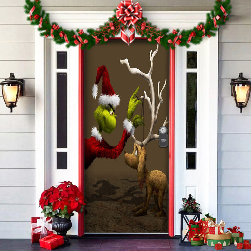 Christmas Door Decoration | Fabric Door Cover | Washable & Reusable
