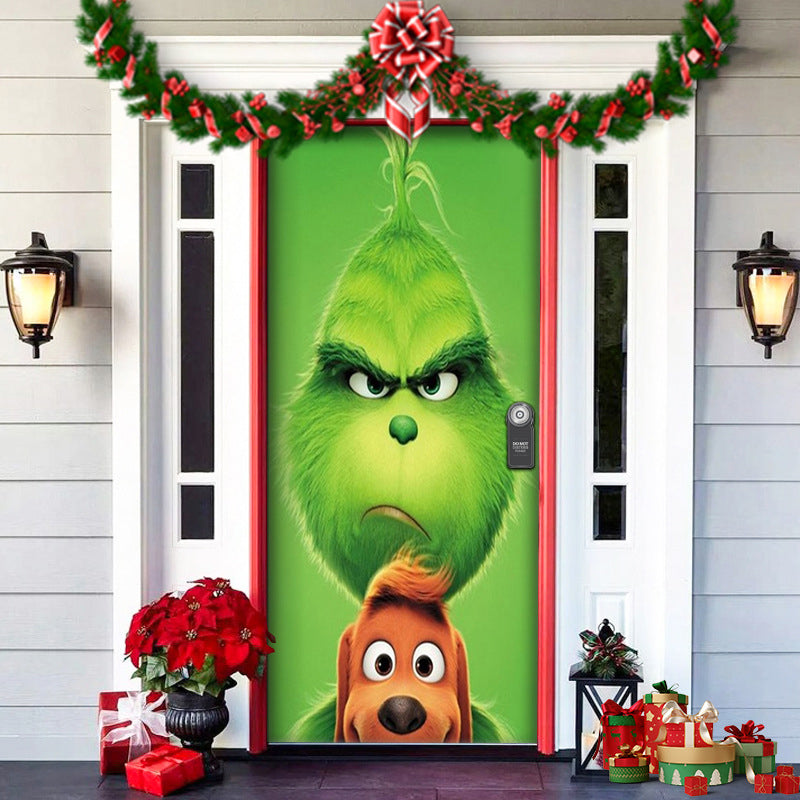 Christmas Door Decoration | Fabric Door Cover | Washable & Reusable