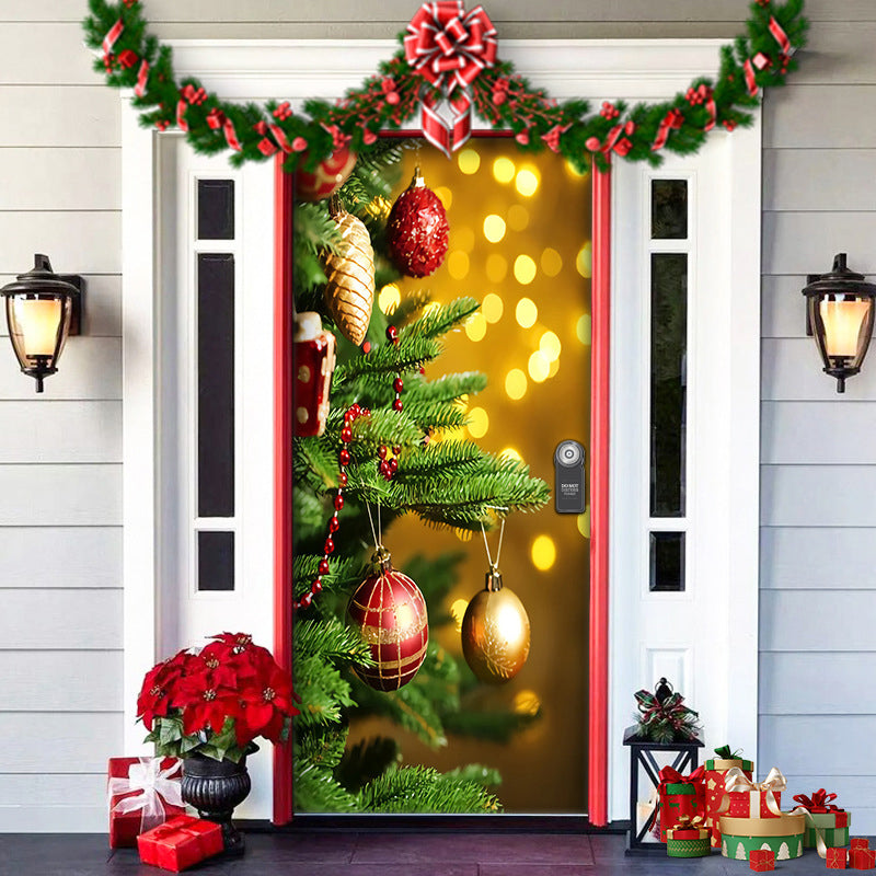 Christmas Door Decoration | Fabric Door Cover | Washable & Reusable