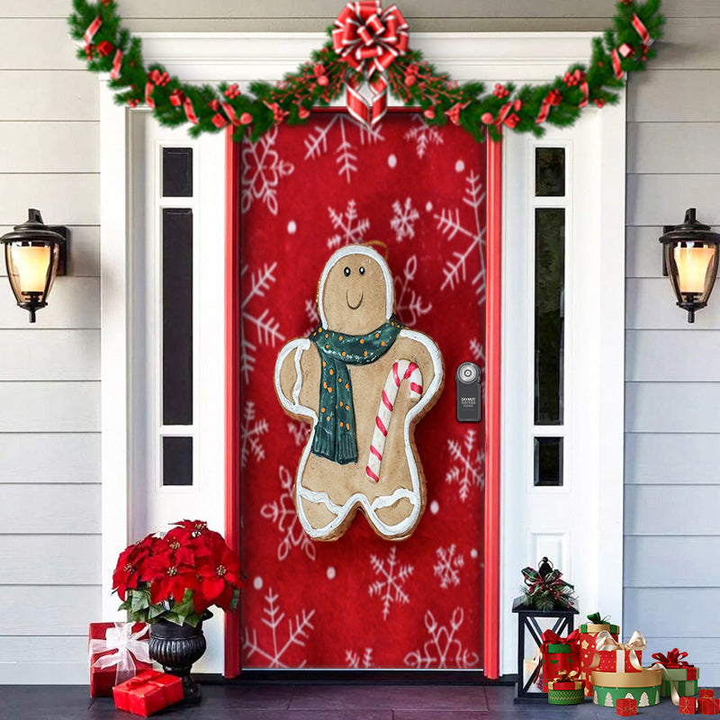 Christmas Door Decoration | Fabric Door Cover | Washable & Reusable
