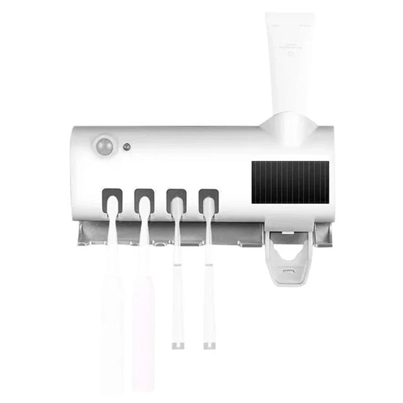 Smart UV Light Sterilizer Toothbrush Holder, Wall Mounted Toothpaste Dispenser