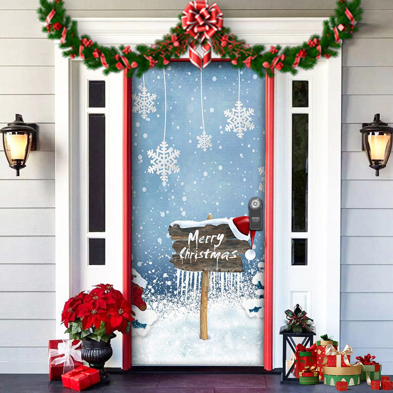 Christmas Door Cover | Fabric Front Door Decoration | Washable & Reusable | 91×203cm