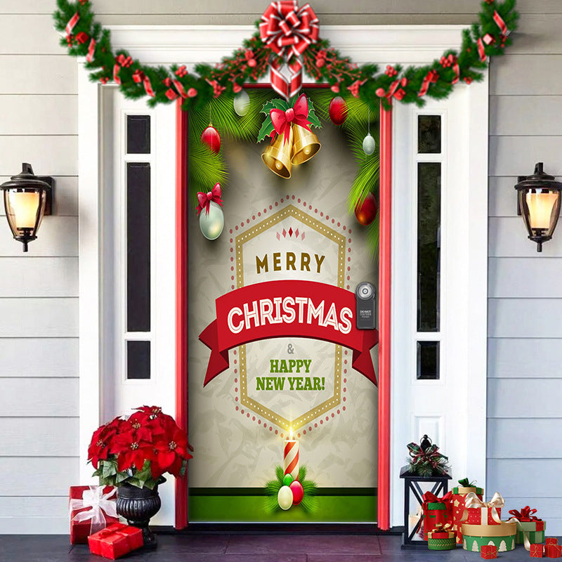 Christmas Door Decoration | Fabric Door Cover | Washable & Reusable