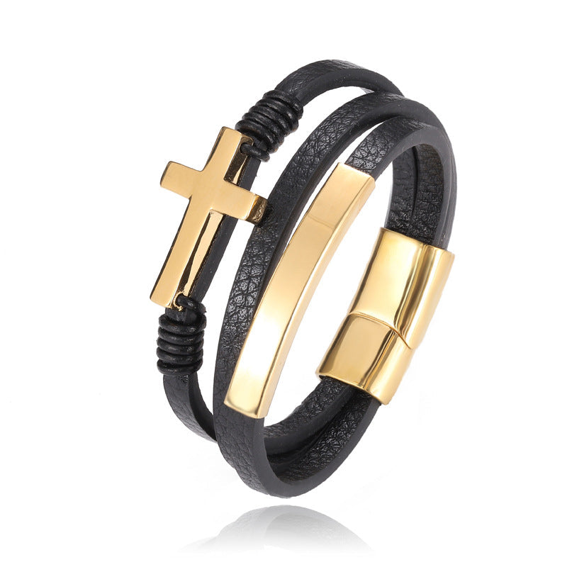 Multi-layered cross bracelet