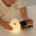 Squeezeable Silicone White Bear LED Night Light - Perfect Gift for Kids and Girls