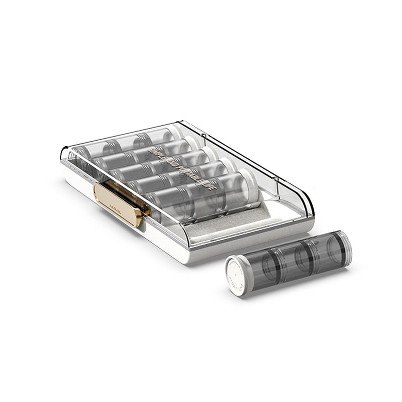 Portable high-capacity weekly pill box