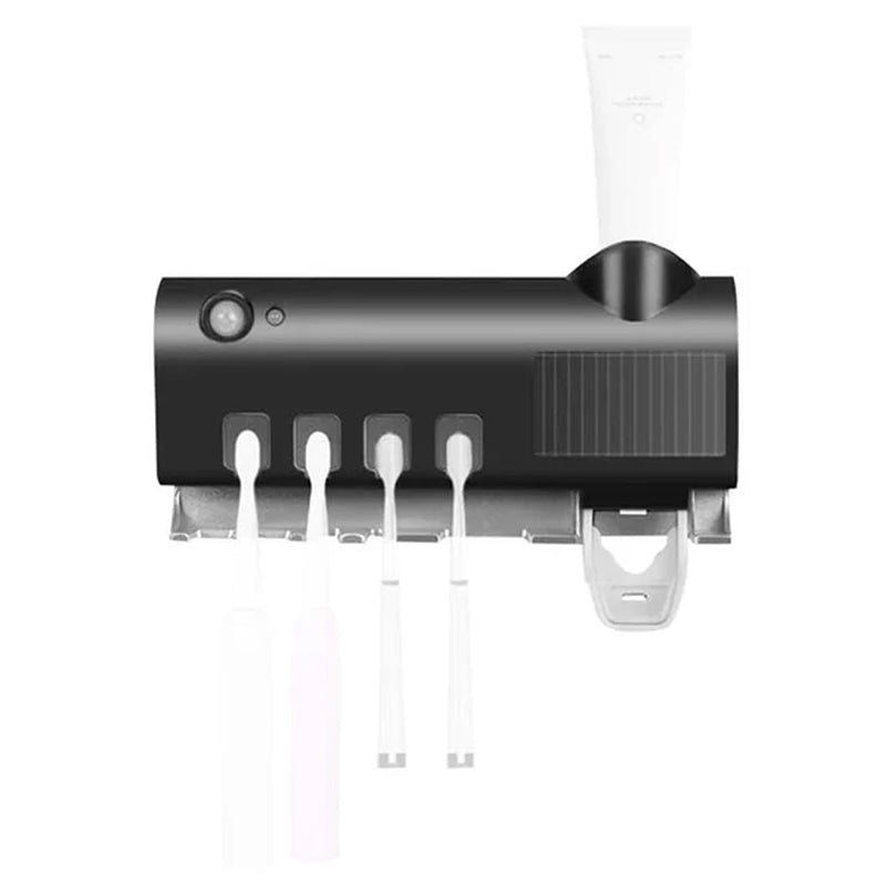 Smart UV Light Sterilizer Toothbrush Holder, Wall Mounted Toothpaste Dispenser