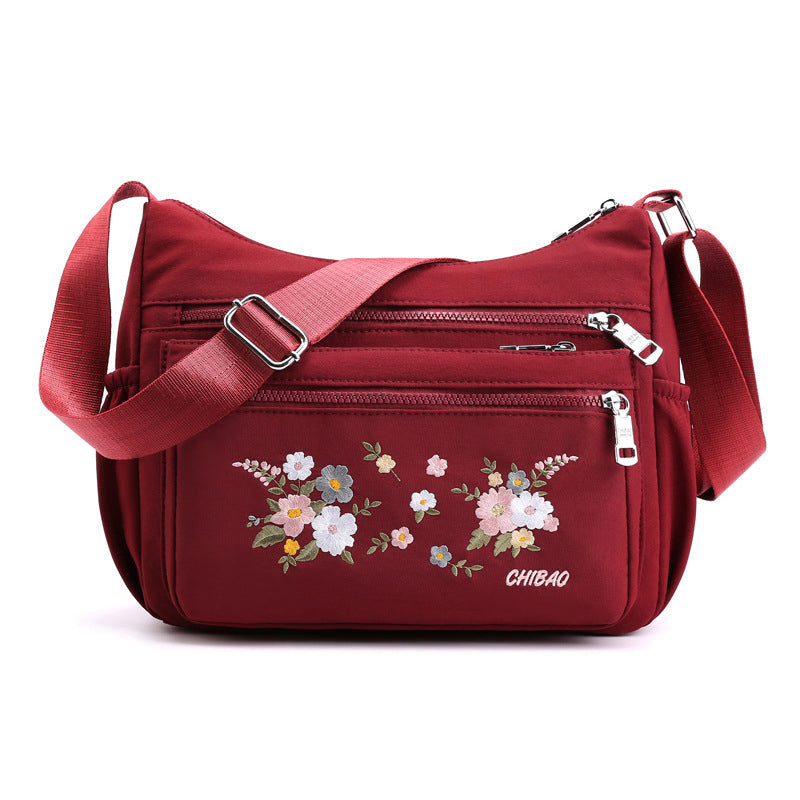 Embroidered Flower Shoulder Bag