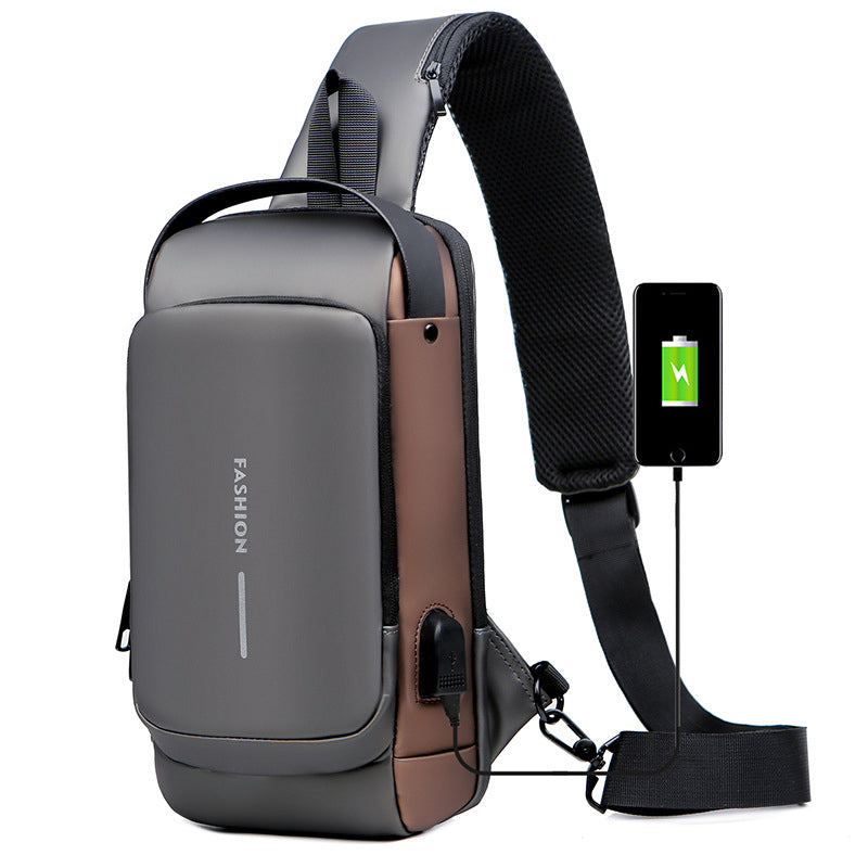 Theft-proof shoulder bag with USB charging port