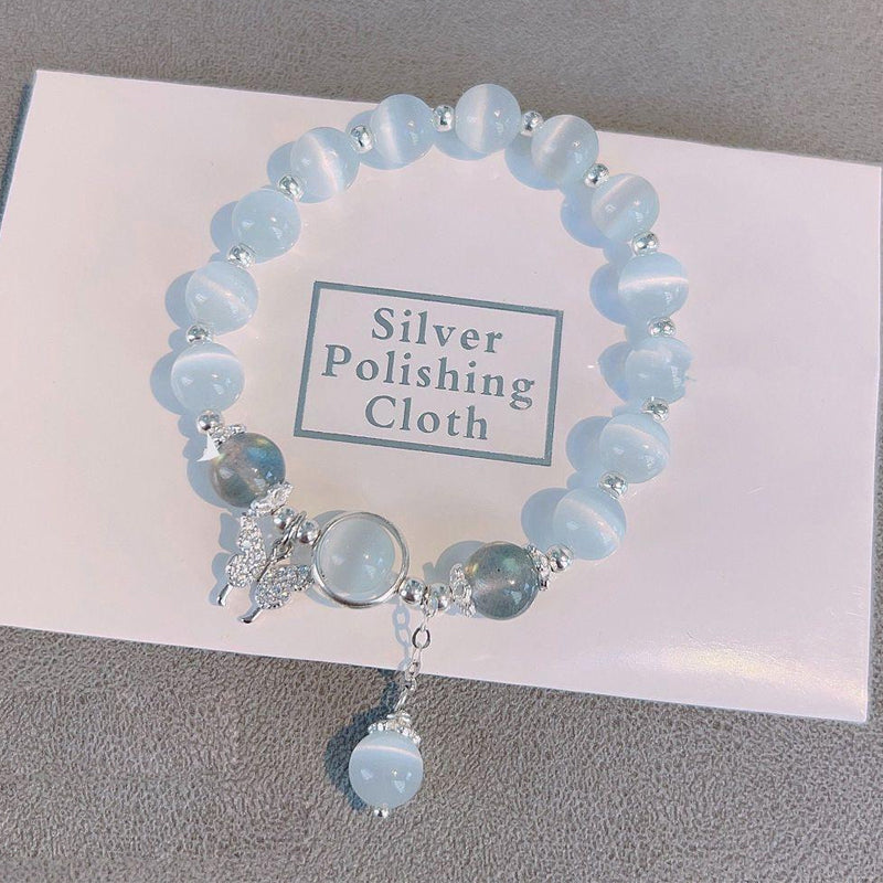 Imitation Cat's Eye Crystal Butterfly Bracelet