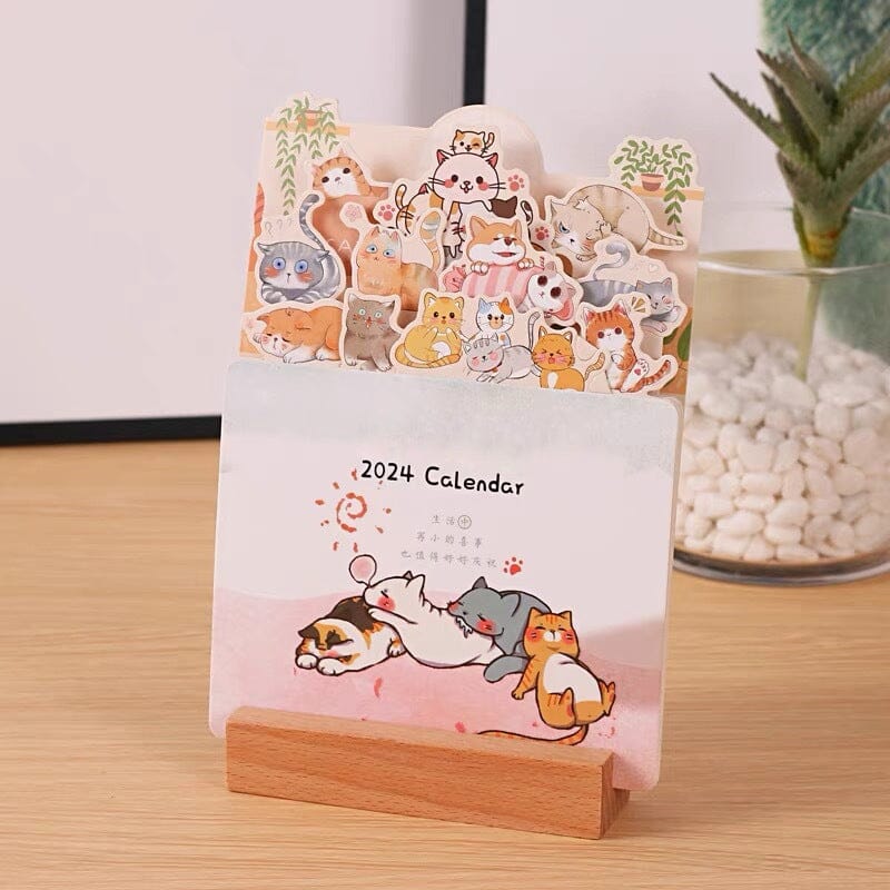 2024 Desk Calendar with Wooden Frame