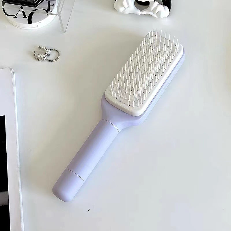 Self-cleaning anti-static massage comb