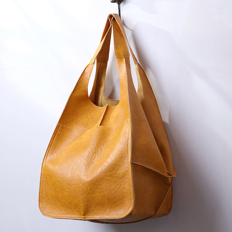 Oversized leather weekend handbags for women