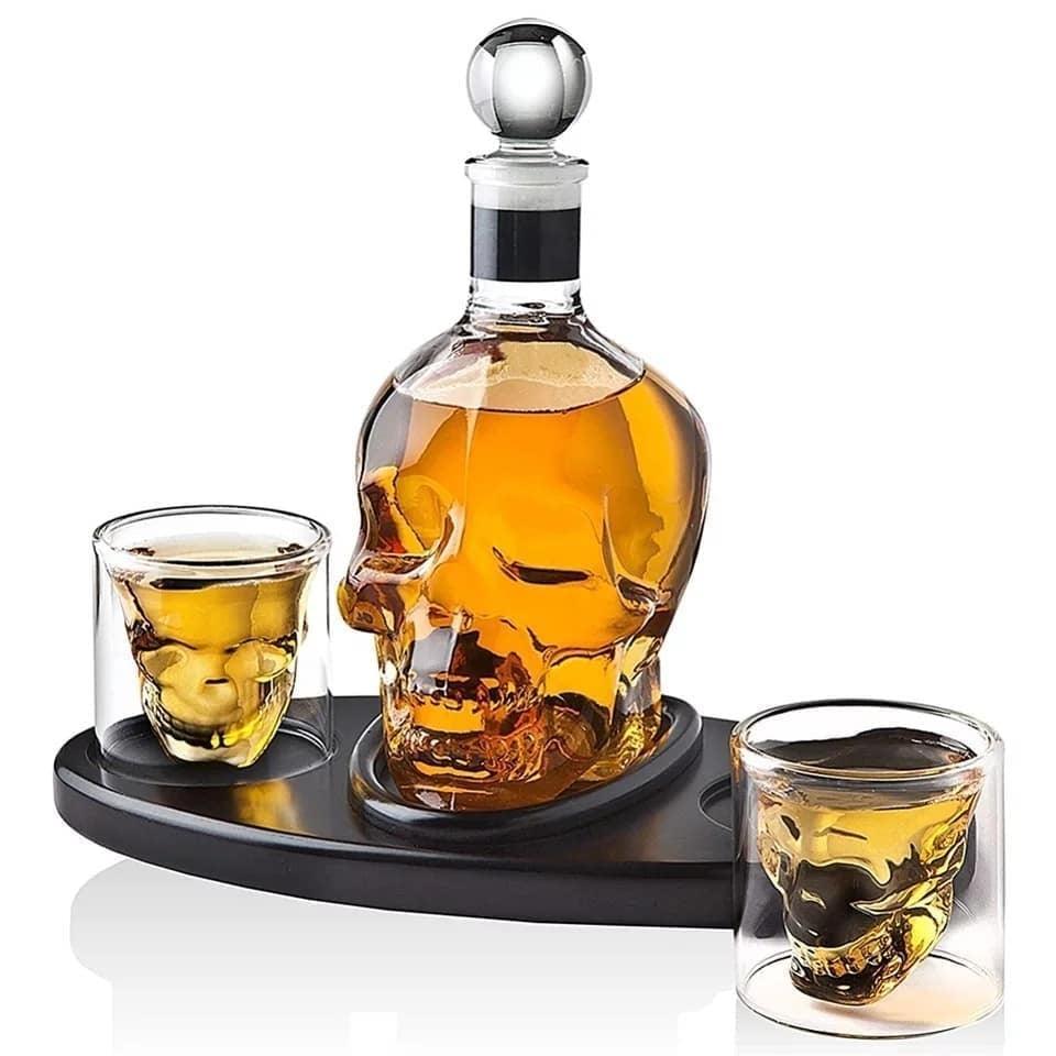 Skull glass set decanter and glasses