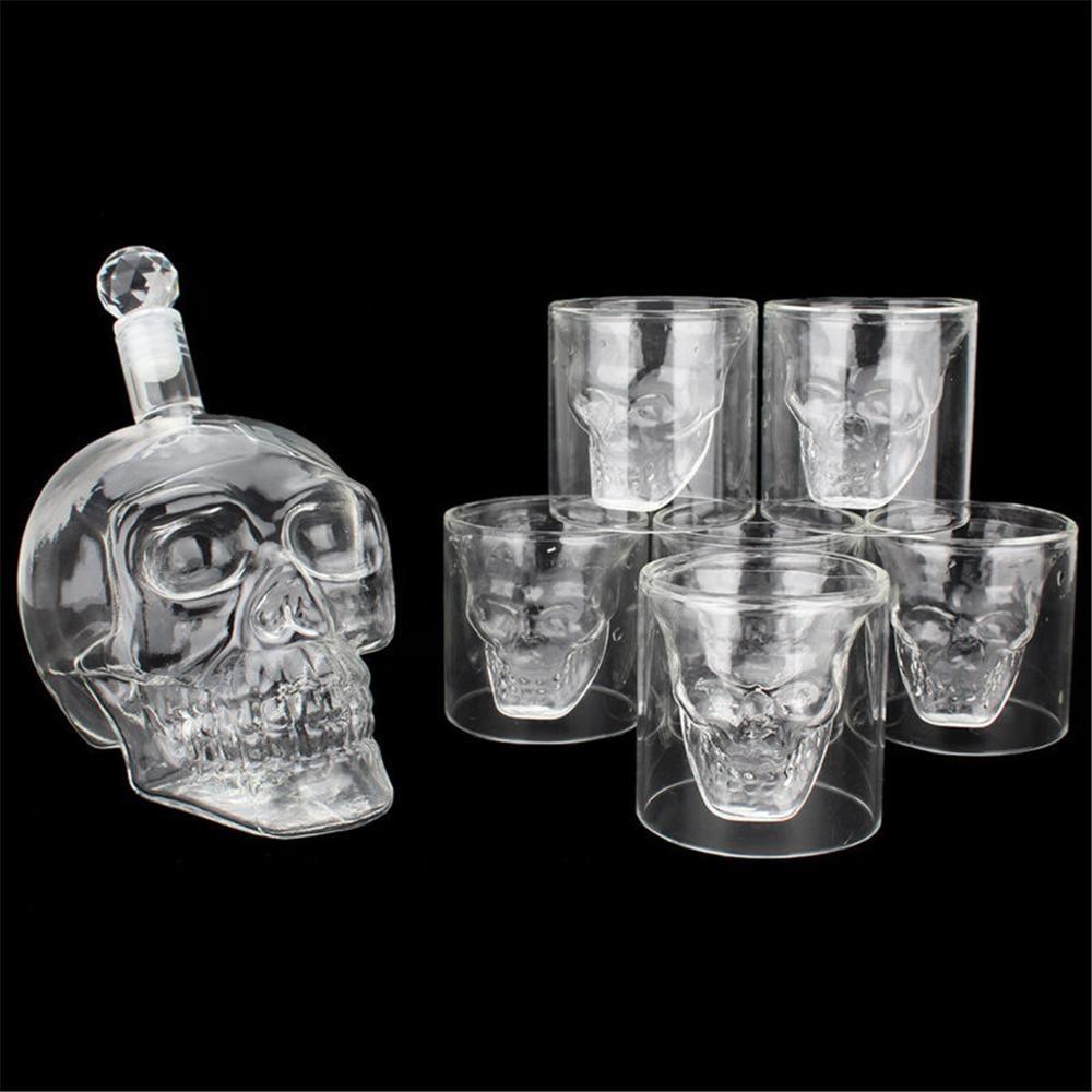 Skull glass set decanter and glasses