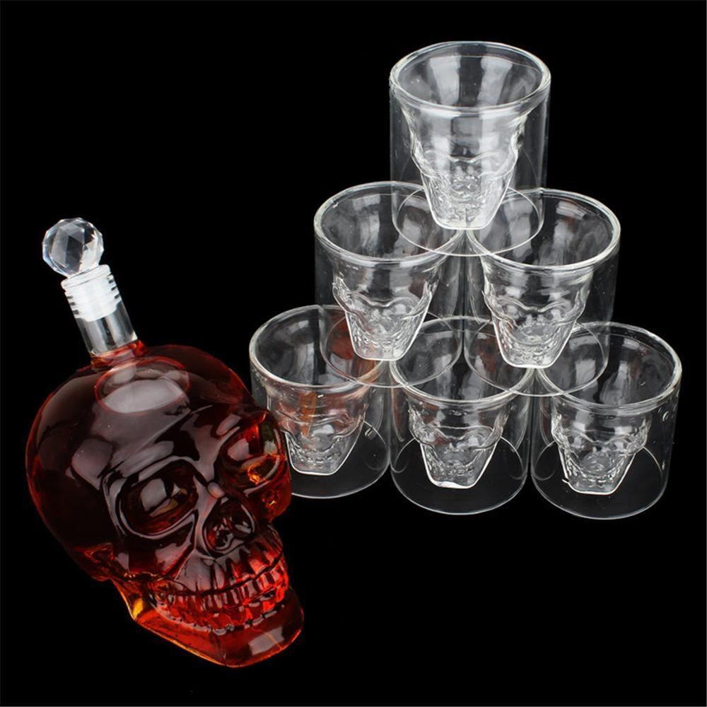 Skull glass set decanter and glasses