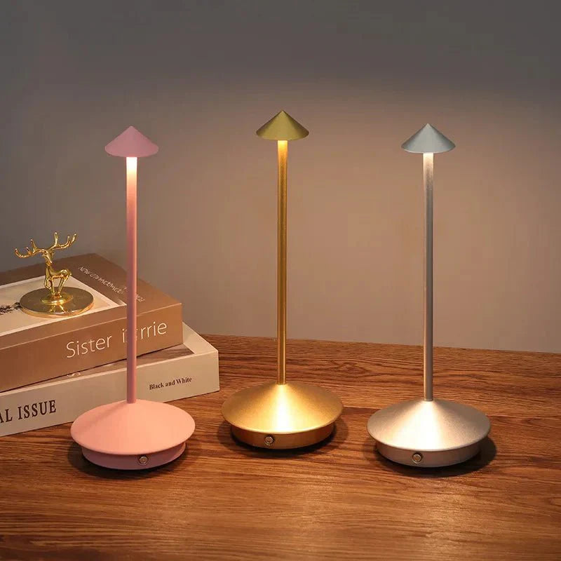 Elegant rechargeable metallic table lamp