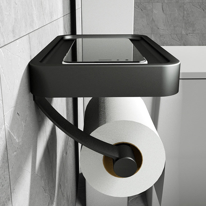 RVS Shelf | Drill-free Toilet Roll Holder with Storage Shelf made of Stainless Steel