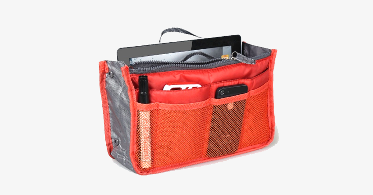 Slim Bag-in-Bag - Made of cotton & polyester - Portable & Small size - Multiple zip pockets - Fits in your suitcase - Color variations