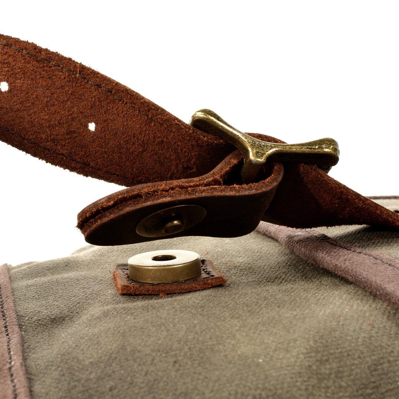 HorizonPath - Compact Vintage Shoulder Bag - High-Quality Waxed Cotton and Full-Grain Leather